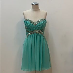 Homecoming Dance Strapless Mint Flowy Dress Medium